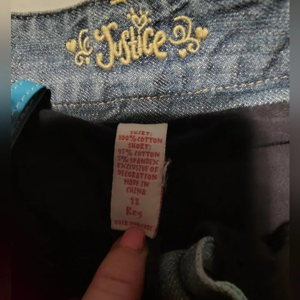 Justice Vintage Ruffled Denim Skirt With Flower Buttons Size 12 Regular Girls